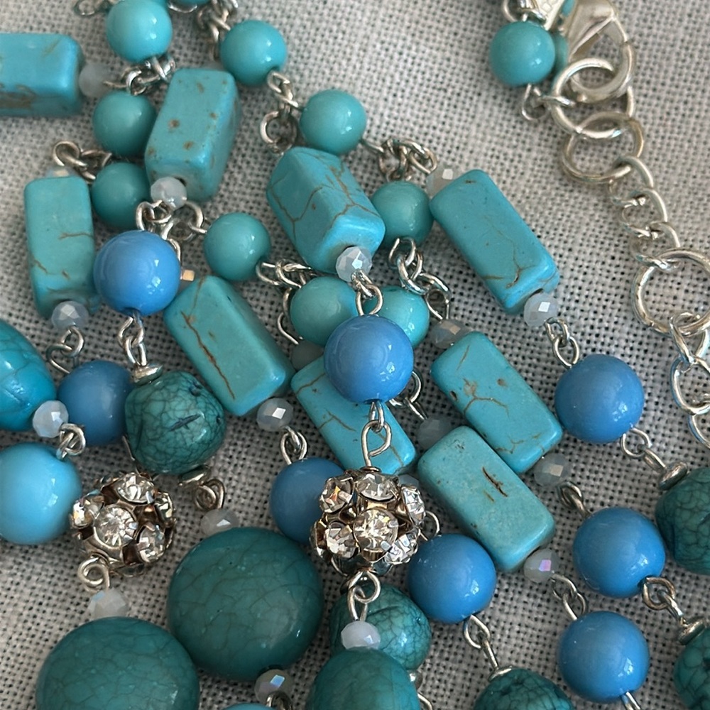 Chicos turquoise colored statement necklace adjustable very beautiful piece - Picture 16 of 16